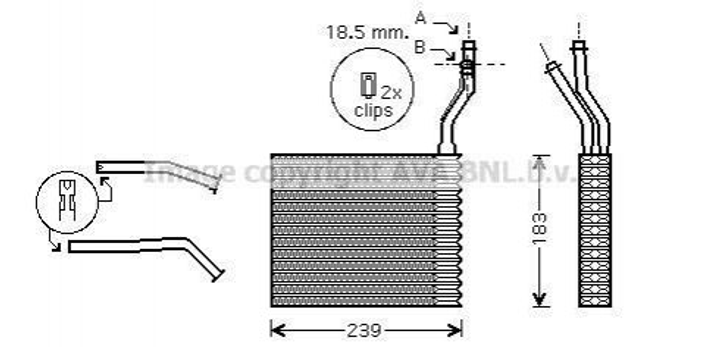 Радіатор грубки AVA COOLING FDA6364 Ford C-Max, Focus, Kuga; Volvo C30, V50, S40, C70 3M5H18B539CB, 3M5H18B539CA, 3M5H18476BD - зображення 1