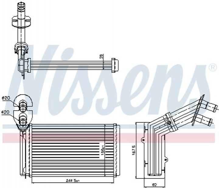 Радиатор печки NISSENS 73973 Ford Galaxy; Volkswagen Sharan 95NW18B539DA, 95NW18B539AC, 95NW18B539AB - изображение 1