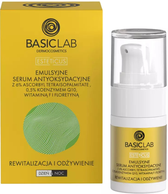 Serum do twarzy BasicLab Antioxidant Emulsion Serum Revitalizing and Nourishing 6% Vitamin C 15 ml (5904639170286) - obraz 1