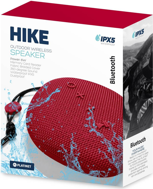 Портативна колонка Platinet Hike Bluetooth 4.2 6W IPX5 Red 44481 TE (PMG11R) - зображення 4