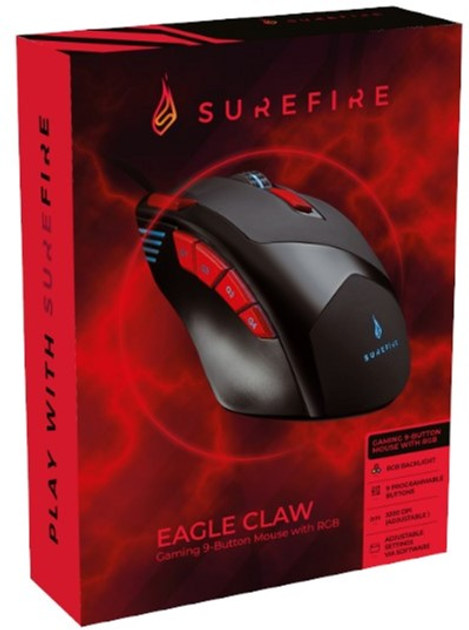 Mysz SureFire Eagle Claw RGB USB Czarny (23942488170) - obraz 4
