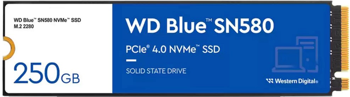 SSD диск Western Digital Blue SN580 250GB M.2 2280 NVMe PCIe 4.0 x4 3D NAND TLC (WDS250G3B0E) - зображення 1