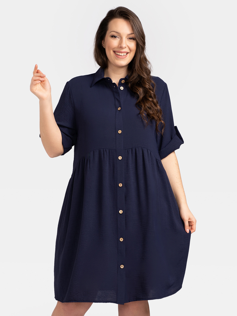 Сукня-сорочка міді літня жіноча Karko SB528 54/56 Темно-синя (5903676114062) - зображення 1
