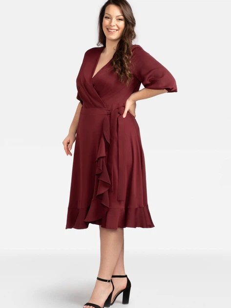 Sukienka kopertowa damska midi Karko SB627 38/40 Czerwona (5903676118176) - obraz 3