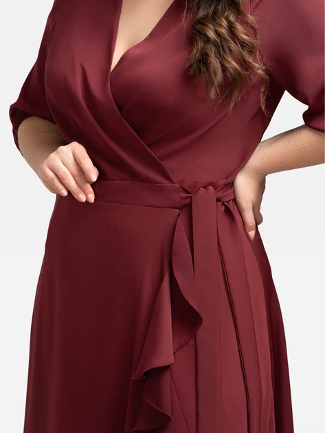 Sukienka kopertowa damska midi Karko SB627 38/40 Czerwona (5903676118176) - obraz 4