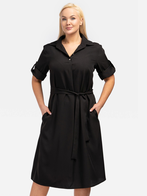 Сукня-сорочка міді літня жіноча Karko SB636 54/56 Чорна (5903676126140) - зображення 1