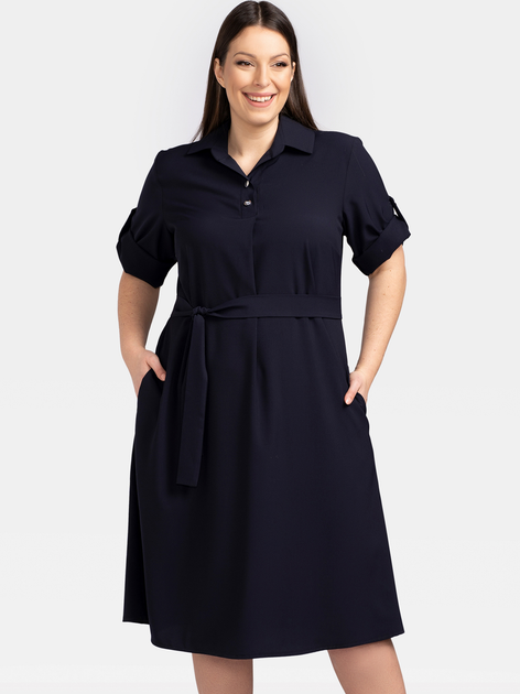 Сукня-сорочка міді літня жіноча Karko SB637 54/56 Темно-синя (5903676126195) - зображення 1