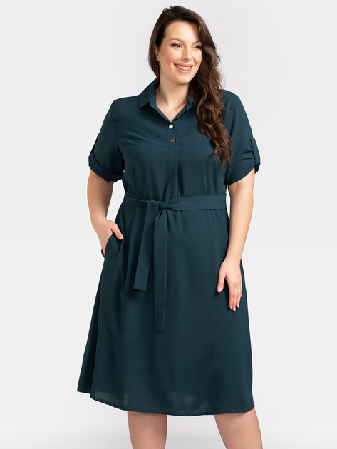 Сукня-сорочка міді літня жіноча Karko SB639 50/52 Зелена (5903676126089) - зображення 1