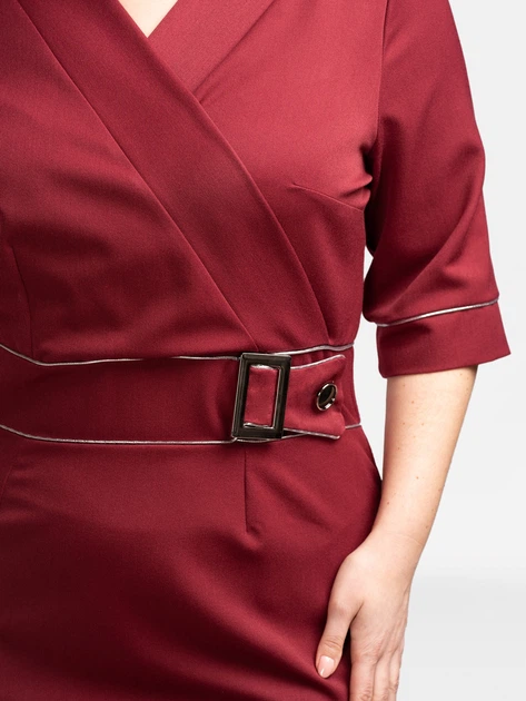 Плаття на запах міді осіннє жіноче Karko SC125 52 Бордове (5903676199120) - зображення 4