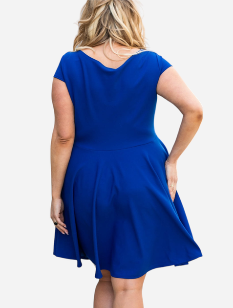 Sukienka kopertowa damska Plus Size Karko SB146 54-56 Niebieska (5903676065470) - obraz 2