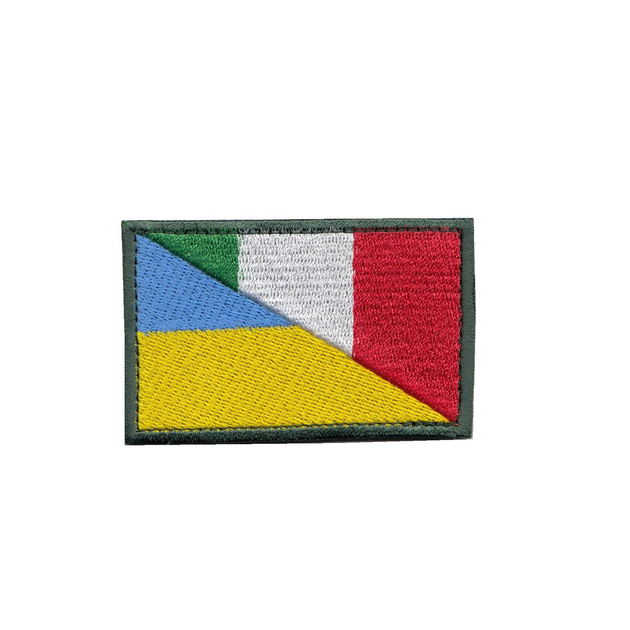 Шеврон патч на липучке Флаг Украина-Италия, цветной, на кепку, 5*8см. - изображение 1
