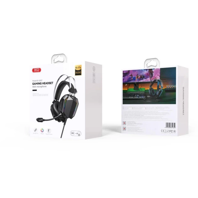 Игровые наушники с микрофоном XO GE-07 Static и RGB Long mic USB/Dual 3.5mm 2.2 м Black (33147_2955877) - Фото 2 Игровые наушники с микрофоном XO GE-07 Static и RGB Long mic USB/Dual 3.5mm 2.2 м Black (33147_2955877) - изображение 2