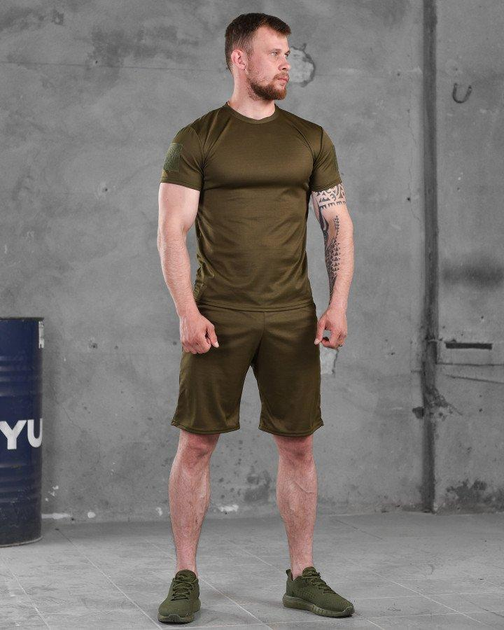 Мужской летний комплект шорты+футболка S олива (87403) - изображение 1