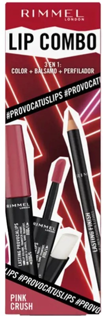 Набір декоративної косметики Rimmel London Lip Combo Provocalips Pink Блиск для губ 2.3 мл + Бальзам 1.6 г + Олівець для губ 1.2 г (3616305583536) - зображення 1