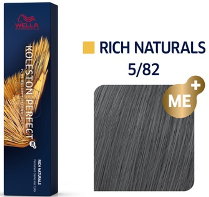 Стійка фарба для волосся Wella Professionals Koleston Perfect ME+ Pure Naturals 5.82 Light Brown Pearl Matte 60 мл (4064666585086) - зображення 1