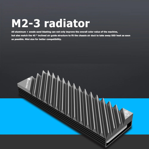 Охлаждающий радиатор Jonsbo Heatsink NVMe M.2 2280, алюминиевый сплав с термопрокладками Серый (J2280-BLK) - изображение 6