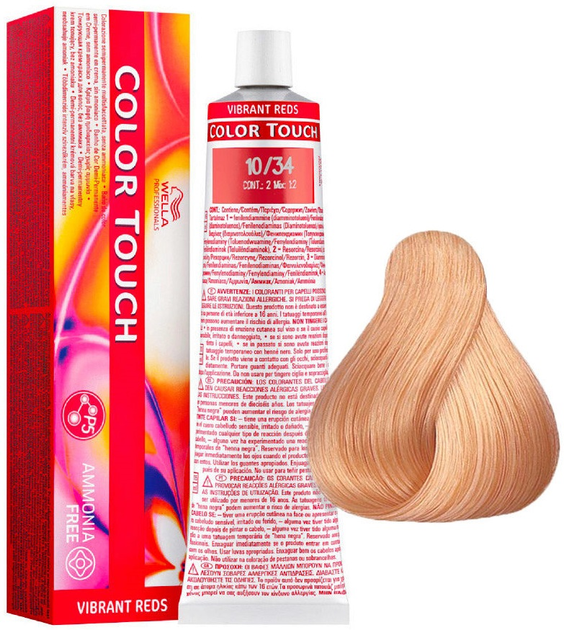 Farba do włosów Wella Professionals Color Touch Vibrant Reds 10.34 Bright Golden Copper Blonde bez amoniaku 60 ml (4064666224145) - obraz 1