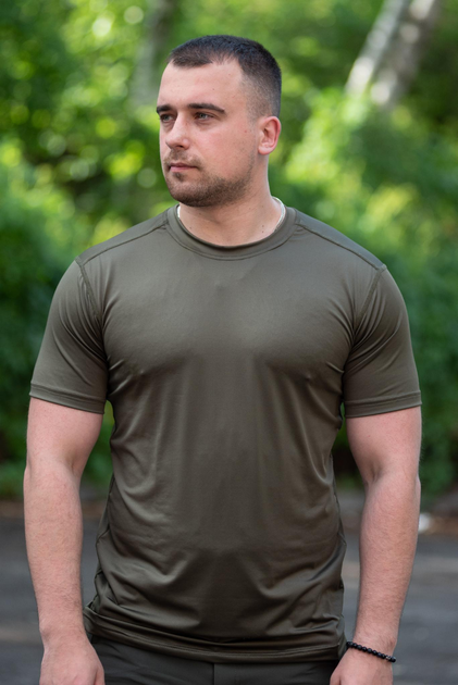 Мужская футболка Jersey потоотводящая эластичная Хаки 56 - зображення 1