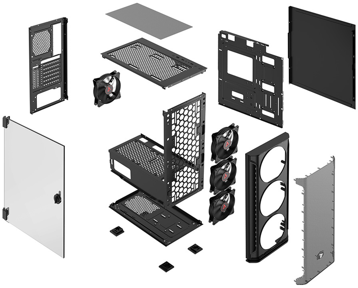 Obudowa Savio Shadow X2 Case Mesh Black - obraz 8