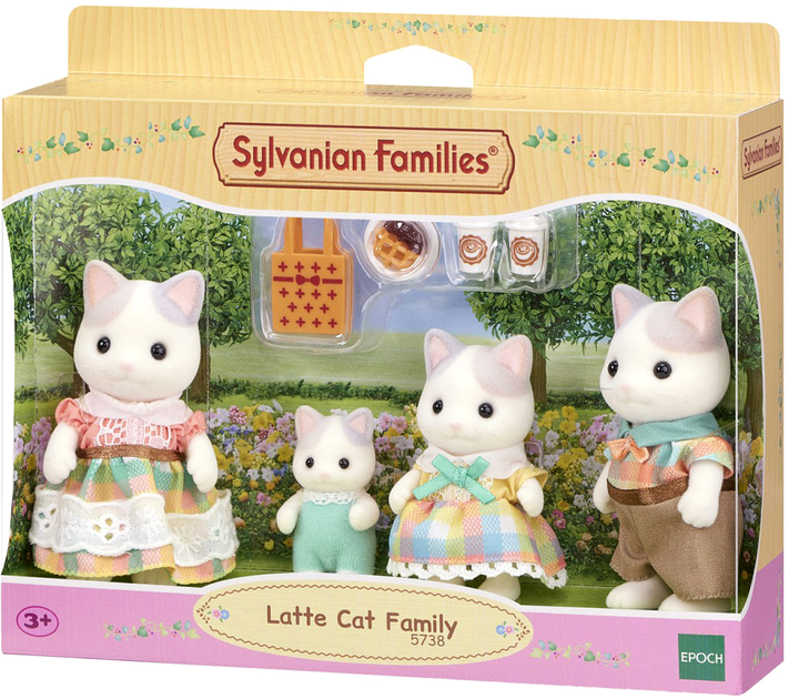 Набір фігурок Sylvanian Families Latte Cat Family з аксесуарами 9 шт (5054131057384) - зображення 1