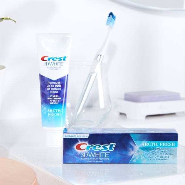 Відбілююча зубна паста Crest 3D White Arctic Fresh для усунення зубного каменю|комплект 3 шт.| 280 г - зображення 7