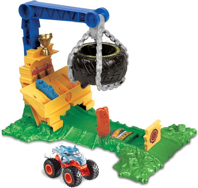 Ігровий набір Hot Wheels Monster Truck Arena Smashers Rhinomite's Chargin' Challenge (0194735195480) - зображення 3
