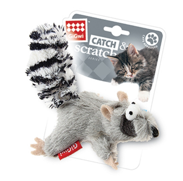 Іграшка для котів Єнот з котячою м'ятою GiGwi Catch & scratch штучне хутро, котяча м'ята, 8 см - Фото 1 Іграшка для котів Єнот з котячою м'ятою GiGwi Catch & scratch штучне хутро, котяча м'ята, 8 см - зображення 1