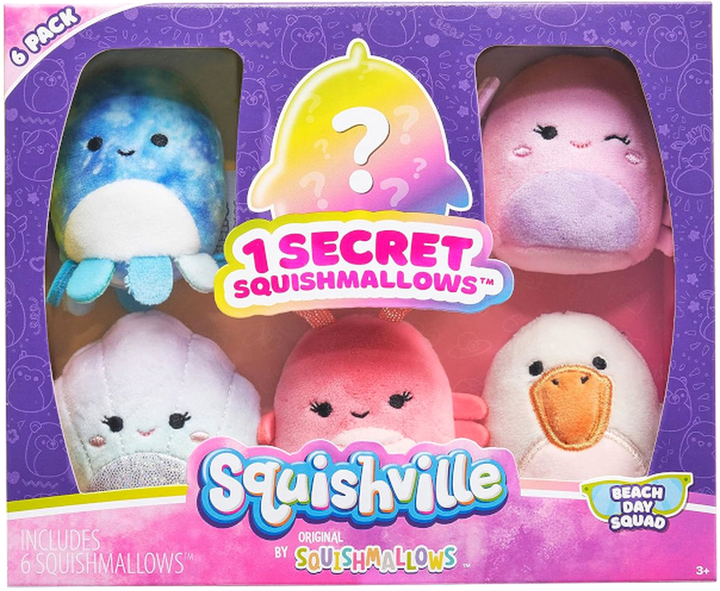 Набір м'яких іграшок Squishmallows Squishville Beach Day Squad 6 шт (0191726467380) - зображення 1