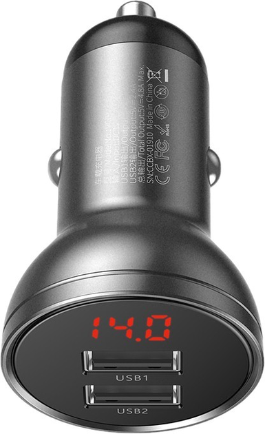 Ładowarka samochodowa Baseus Digital Display Dual Car Charger 24W Black (CCBX-0S) - obraz 3