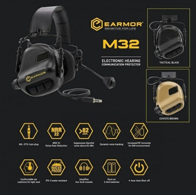 Активные наушники Earmor M32 Mod 3 - Black - изображение 1