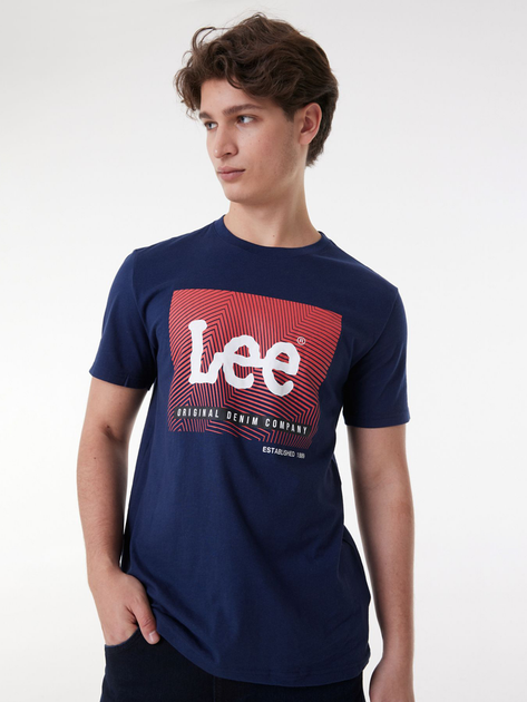 Футболка хлопковая мужская Lee L221233410 L Синяя (8682344310230) – в ...