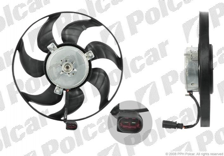 Вентилятор охлаждения двигателя Polcar 133123U5 Audi A3; Skoda Octavia, Yeti; Volkswagen Caddy, Touran, Golf, Scirocco, Passat, Jetta, EOS; Seat Toledo, Leon 1K0959455DG, 1K0959455ES, 1K0959455R - изображение 1