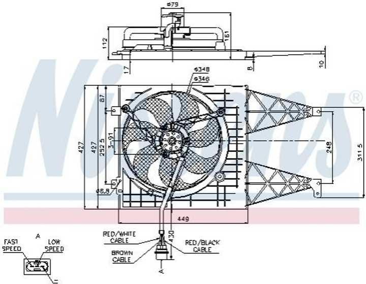 Вентилятор охолодження двигуна Nissens 85249 Volkswagen Golf, Bora; Seat Leon, Toledo; Skoda Octavia; Audi A3 1J0121206C, 1J0121206CB41, 1J0121206GB41 - зображення 1