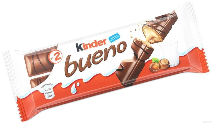 Батончик Kinder Bueno з молочно-горіховою начинкою 43 г Буєно - Фото 1 Батончик Kinder Bueno з молочно-горіховою начинкою 43 г Буєно - зображення 1