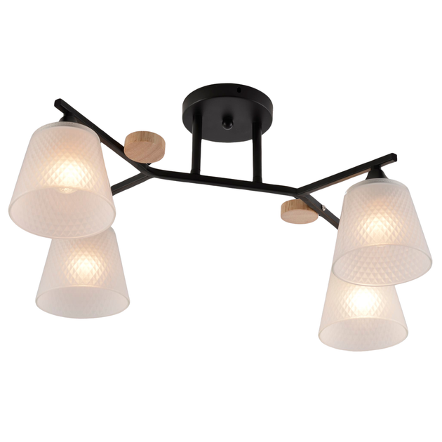 Потолочная люстра INTEREES IS XA1502-4 BK+WOOD - Фото 1 Потолочная люстра INTEREES IS XA1502-4 BK+WOOD - изображение 1