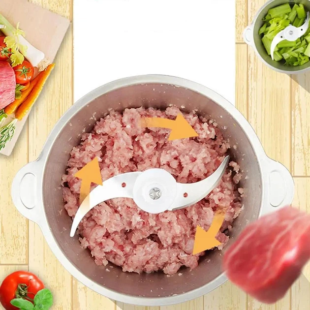 Блендер MIXER STAINLESS COOKING Блискавка 250 Вт Кухонний подрібнювач для м'яса овочів та фруктів 2 л - зображення 3