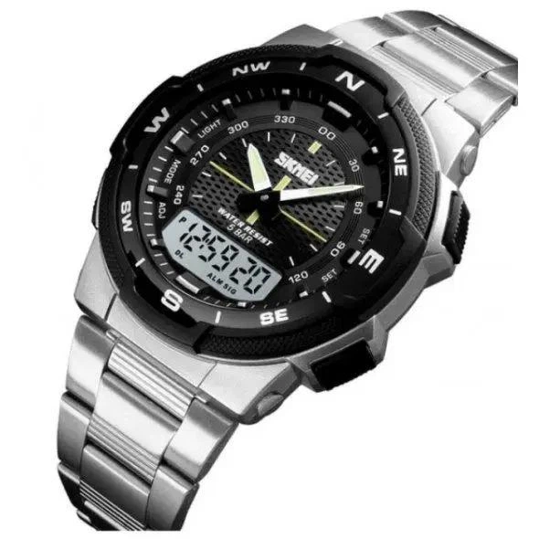 Мужские наручные спортивные часы Skmei 1370 Marshal Серебристые - изображение 2
