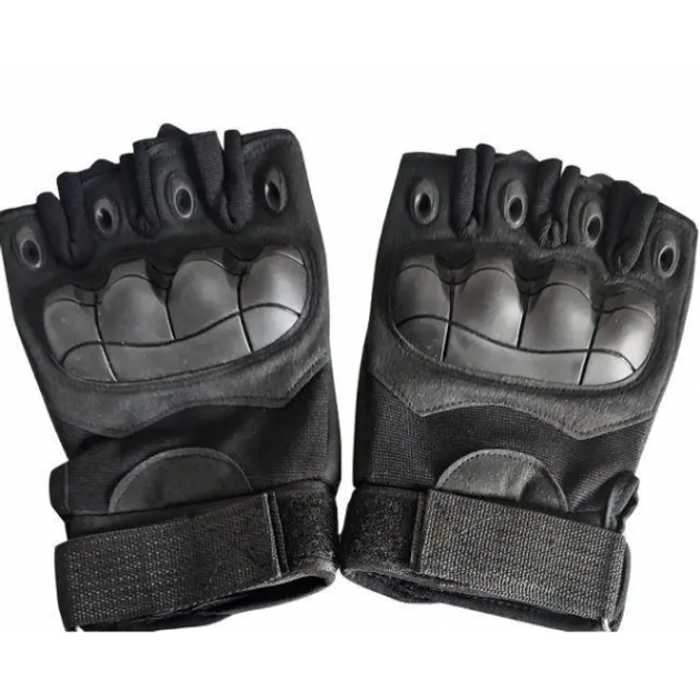 Тактические перчатки безпалые с усиленной защитой размер L-XL Черные (D-2019091604) - изображение 1
