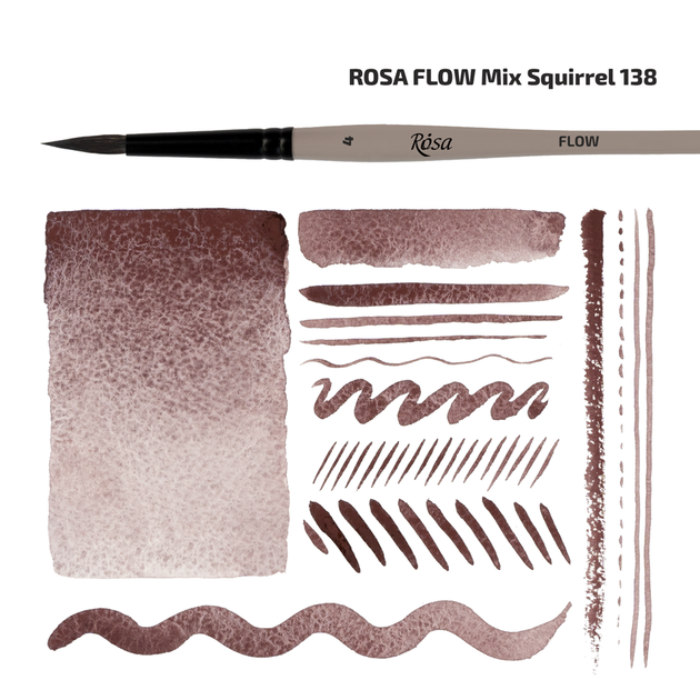 Кисть белка микс круглая Rosa Flow 138 № 2 короткая ручка (4213802) - изображение 2