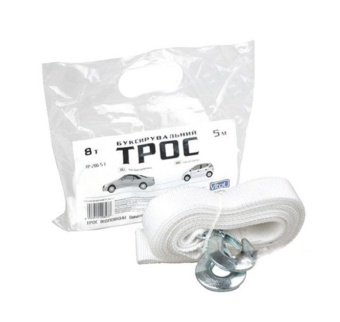 Трос буксирувальний Vitol 75мм*5м*8000кг (ST1009/ТР-109-8-1) - изображение 2