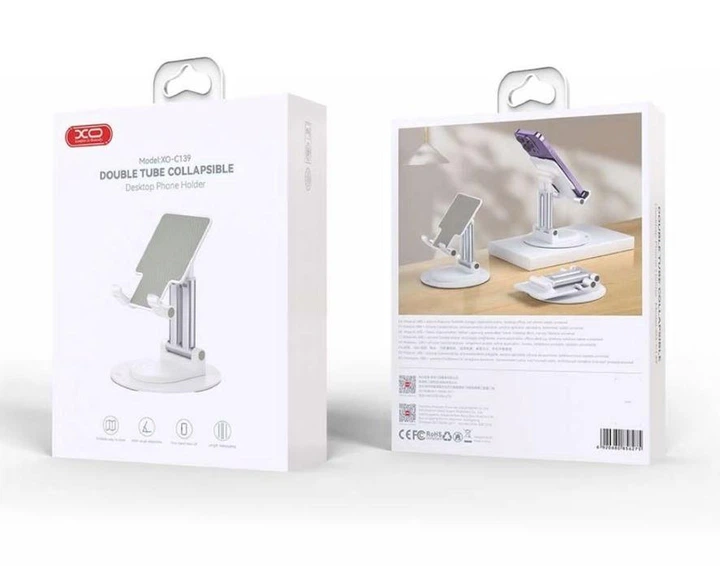 Настольная подставка XO C139 Desktop 360° rotating metal round base stand белая - Фото 6 Настольная подставка XO C139 Desktop 360° rotating metal round base stand белая - изображение 6