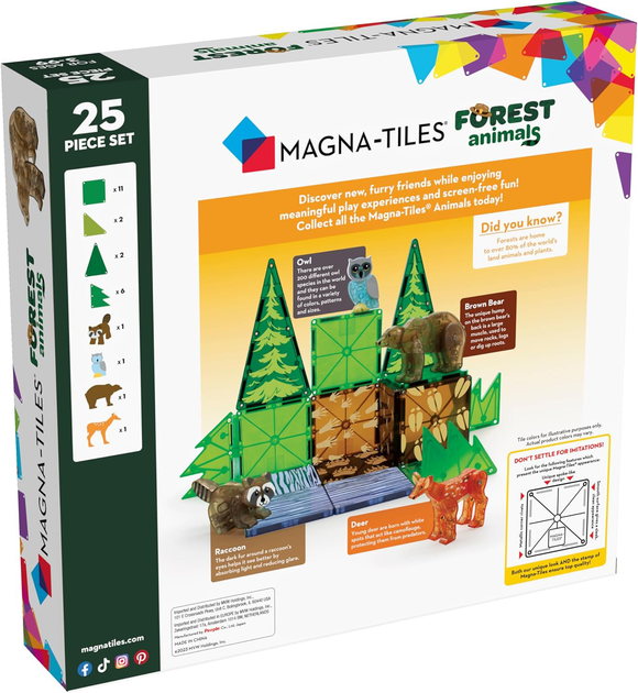 Klocki magnetyczne Magna-Tiles Forest Animals 25 elementów (0850025176101) - obraz 2