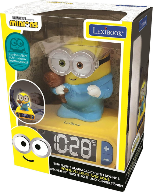 Lampka nocna-budzik Lexibook Nightlight Alarm Clock With Sounds Minions (3380743084602) - obraz 1