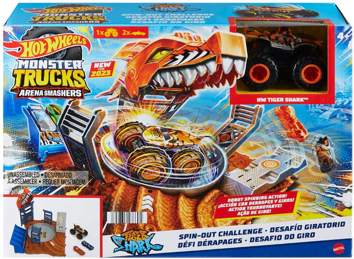 Zestaw Hot Wheels Monster Trucks Arena Smashers Tiger Shark Zakręcona demolka Półfinał (0194735136605) - obraz 4