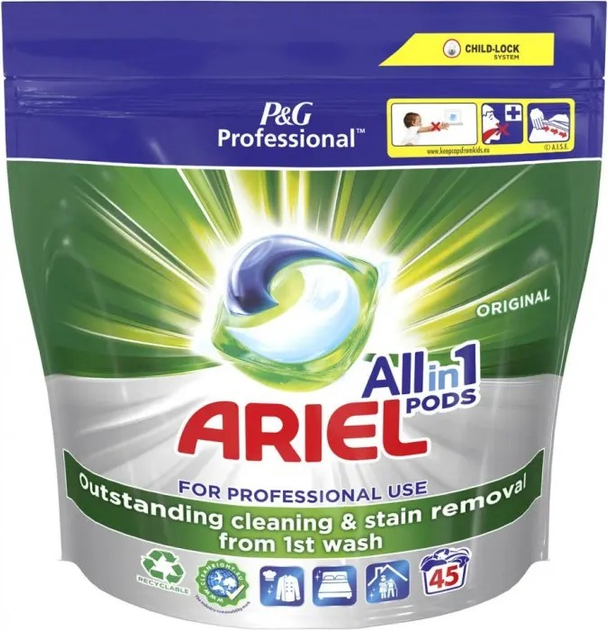 Kapsułki do prania Ariel All in 1 Pods Professional Original 45 szt (8006540970676) - obraz 1