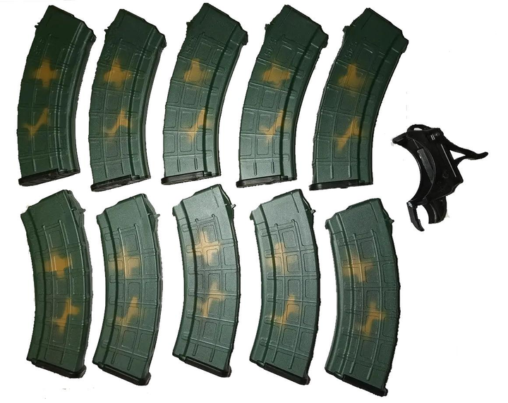 комплект из 10 магазинов АК74 комуфляж и лоадер для быстрой зарядки - изображение 1