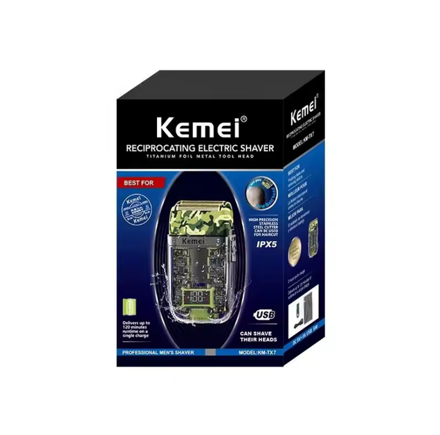 Професійна електробритва Kemei KM-TX7 Shaver прозорий корпус - зображення 3