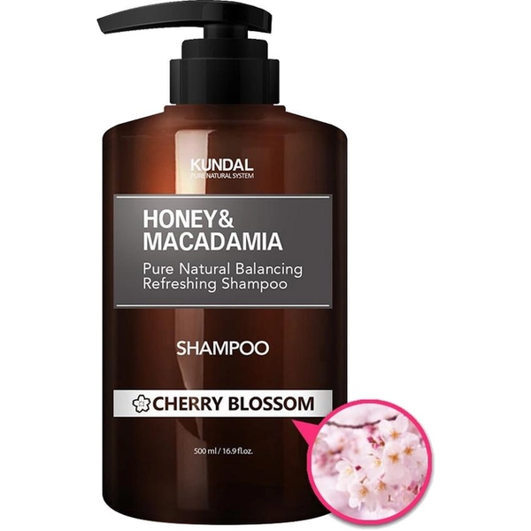 Безсульфатный шампунь KUNDAL Honey & Macadamia Nature Shampoo Cherry Blossom для волос с ароматом цветущей вишни, 500 мл - Фото 1 Безсульфатный шампунь KUNDAL Honey & Macadamia Nature Shampoo Cherry Blossom для волос с ароматом цветущей вишни, 500 мл - изображение 1