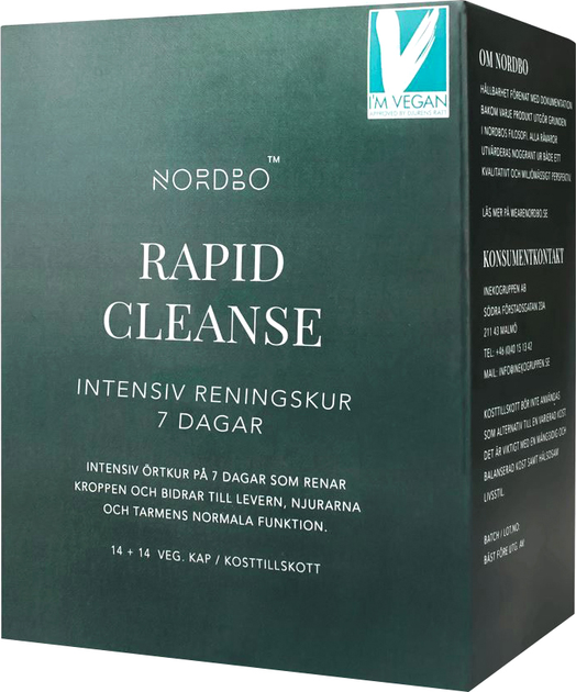 Дієтична добавка Nordbo Rapid Cleanse Vegan 2 x 14 капсул (7350076867193) - зображення 1