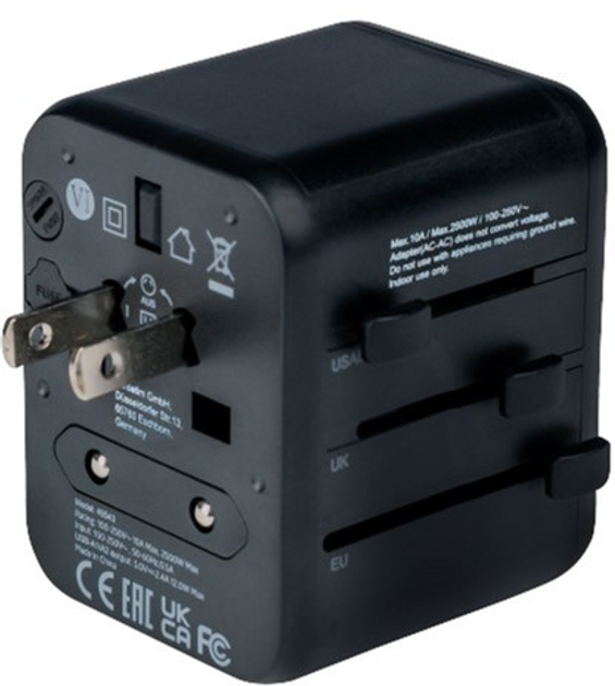 Мережевий зарядний пристрій Verbatim Travel Adapter 12W 2 x USB-A UTA-1 Black (23942495437) - зображення 1